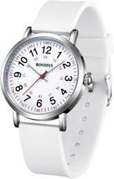 BOSHIYA Nurse Watch, Nursing Watch for Nurse, Medical Professionals and Students, Medical Watch with Second Hand for Nurses Easy to Read Waterproof 12/24 Hour Display, Silicone Band
