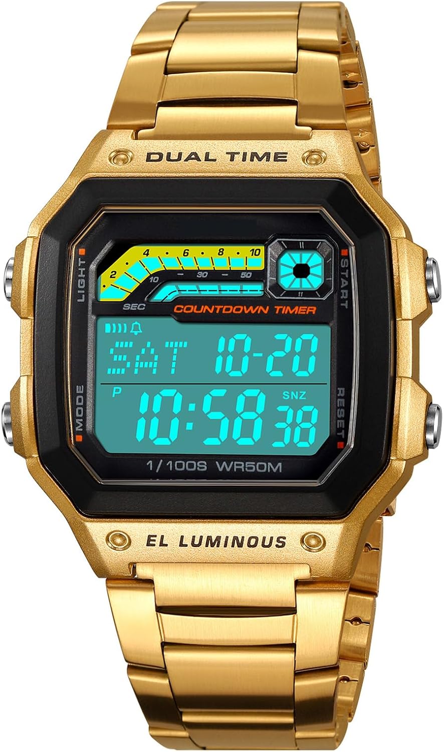 PASOY Men's Digital Multi-Function Watches Dual Time Alarm Stopwatch Countdown Backlight Waterproof Watch
