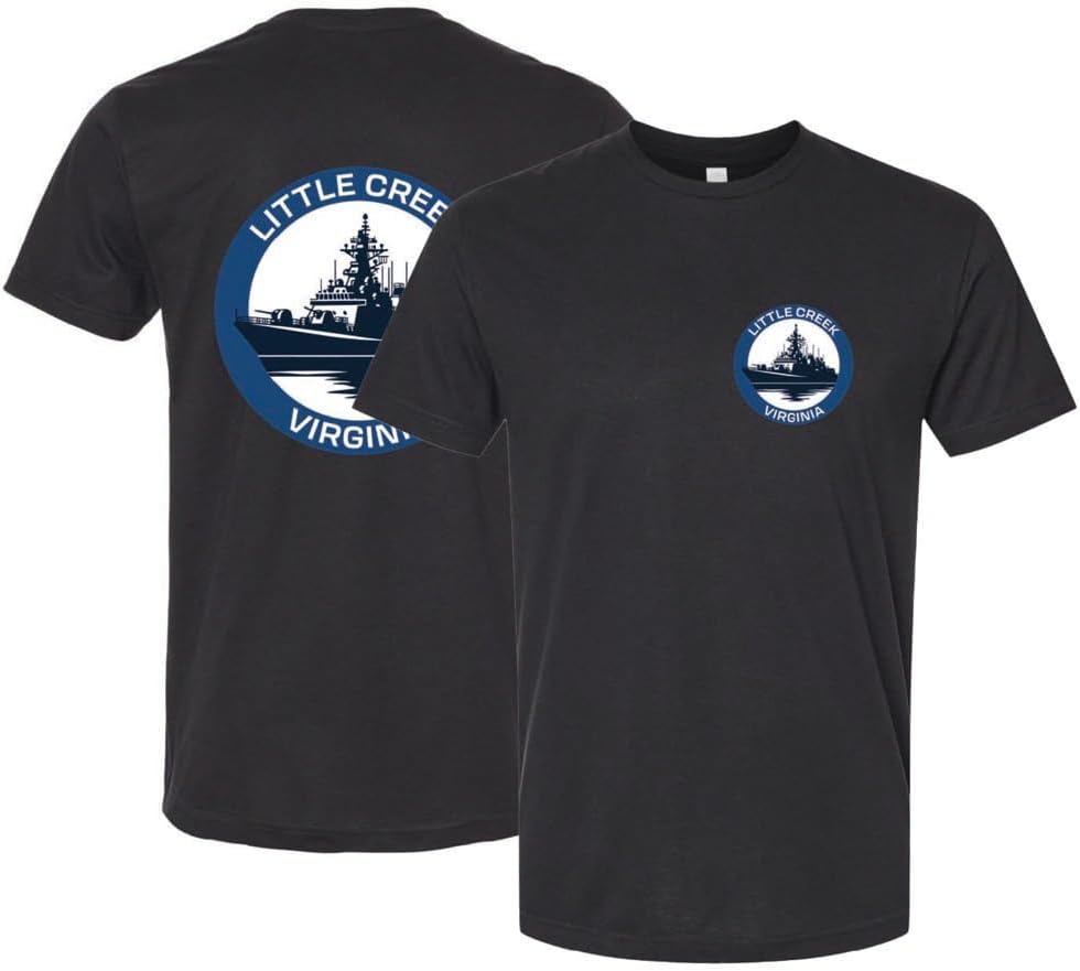 R and R Imports Little Creek Virginia Naval Base Design Souvenir Unisex Cotton Crew Neck T-Shirt