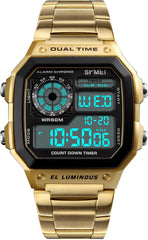 PASOY Men's Digital Multi-Function Watches Dual Time Alarm Stopwatch Countdown Backlight Waterproof Watch