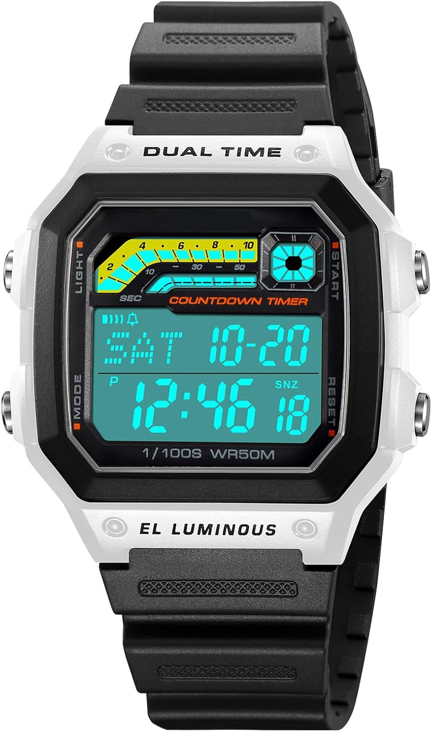 PASOY Men's Digital Multi-Function Watches Dual Time Alarm Stopwatch Countdown Backlight Waterproof Watch