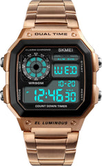 PASOY Men's Digital Multi-Function Watches Dual Time Alarm Stopwatch Countdown Backlight Waterproof Watch