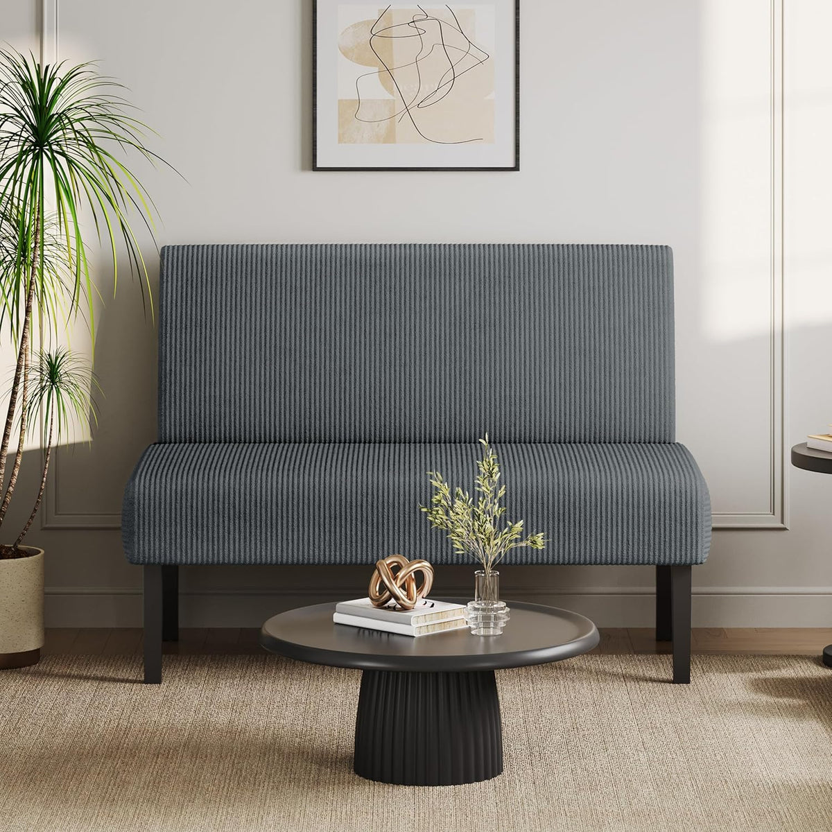 Yaheetech Small Comfy Sofa Mini Loveseat Couch 2-Seater Armless Sofa Chair